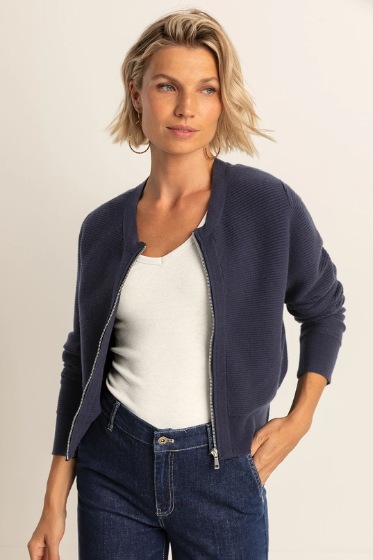 Ribgebreid vest met rits