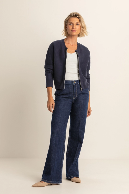 Ribgebreid vest met rits