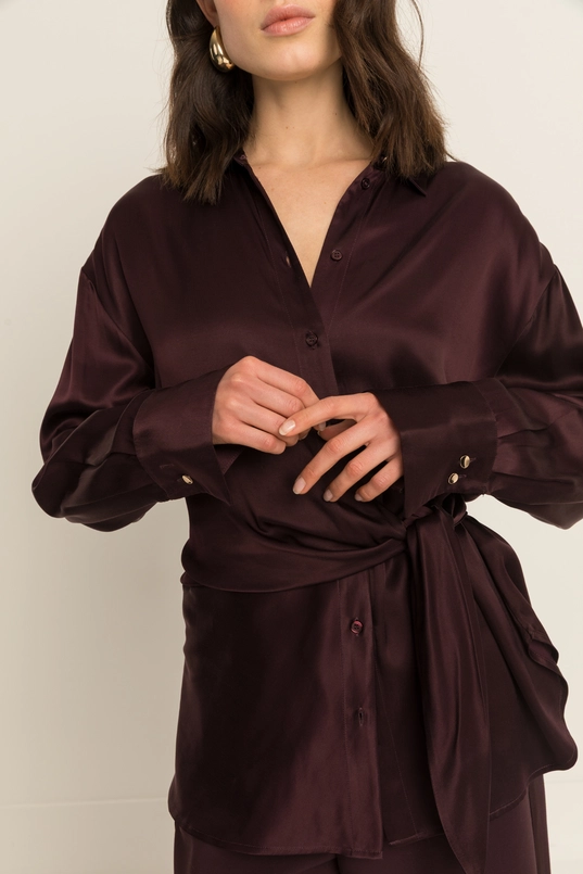Satijnlook blouse met strikdetail