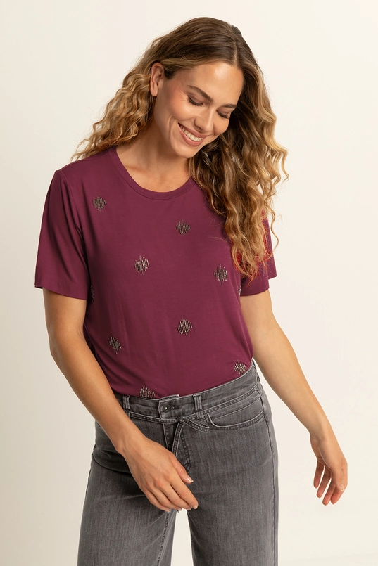 T-shirt met geborduurde details