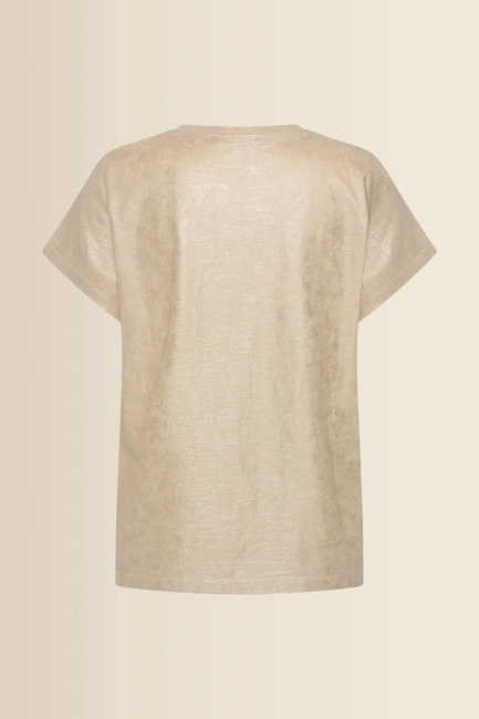 T-shirt met kapmouwen en folieprint