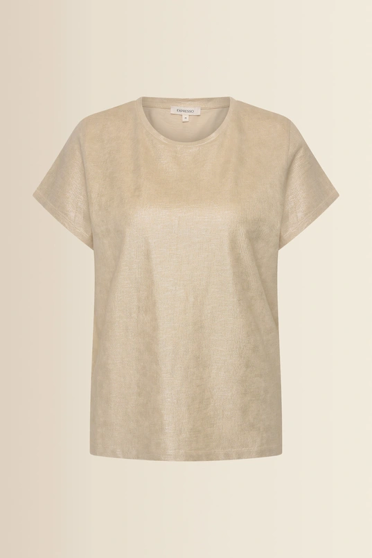 T-shirt met kapmouwen en folieprint
