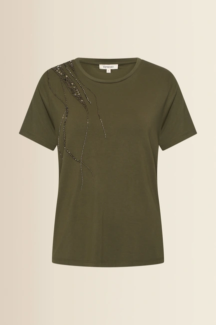 T-shirt met kralendetail