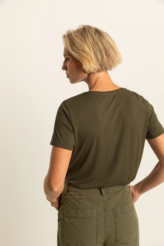 T-shirt met kralendetail