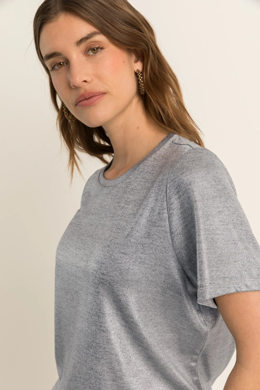 T-shirt met metallic glans