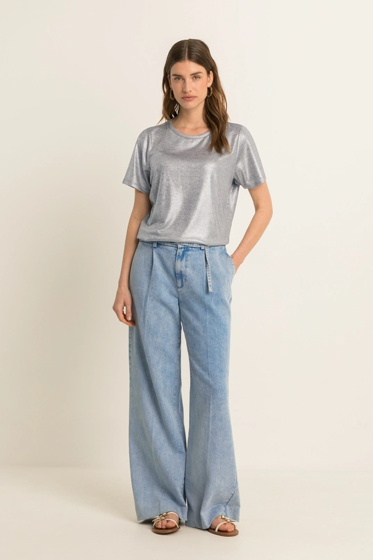 T-shirt met metallic glans