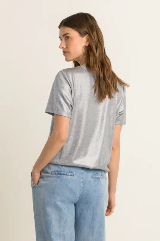 T-shirt met metallic glans