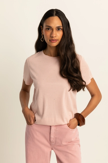 T-shirt met strassdetail