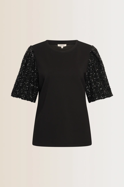 Top met paillettenmouwen