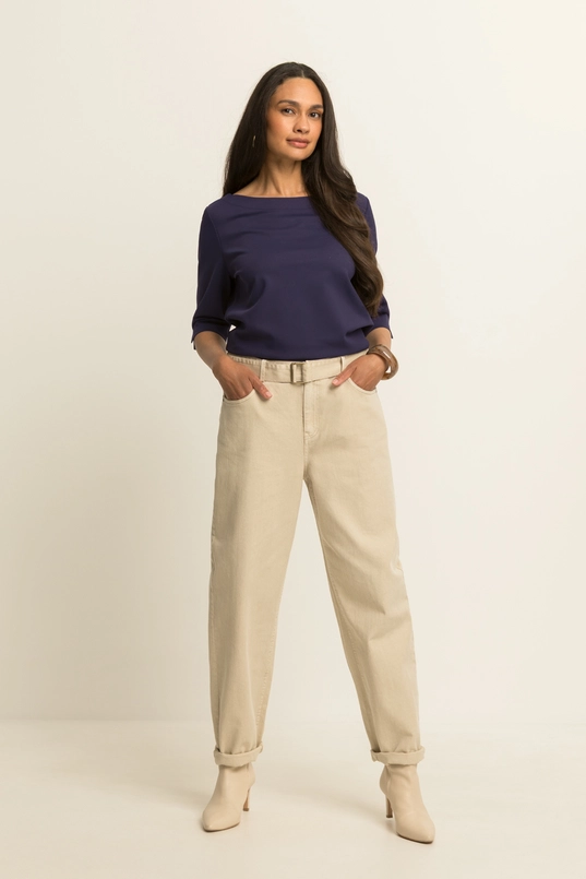 Travel top met boothals