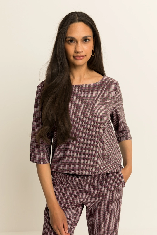 Travel top met grafische print