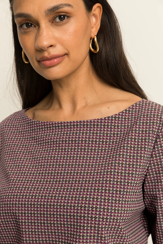 Travel top met grafische print