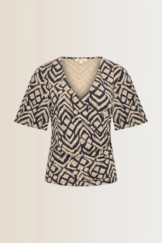 Travel top met V-hals