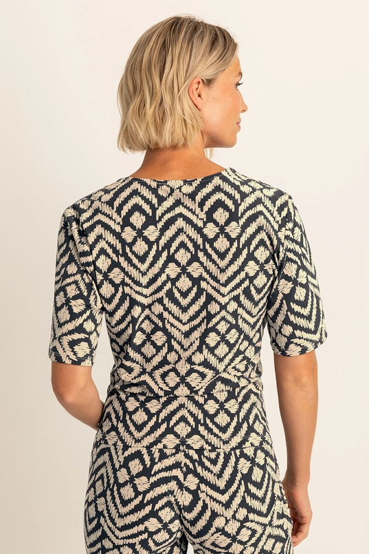 Travel top met V-hals
