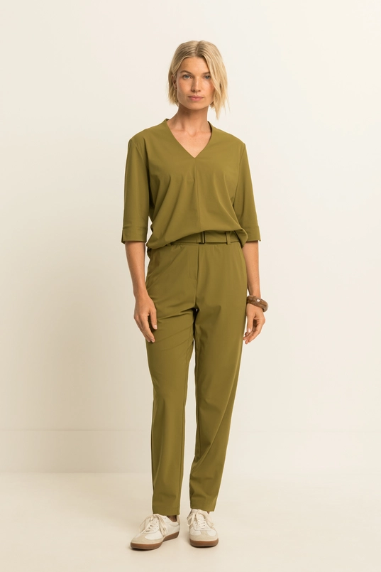 Travel top met v-hals