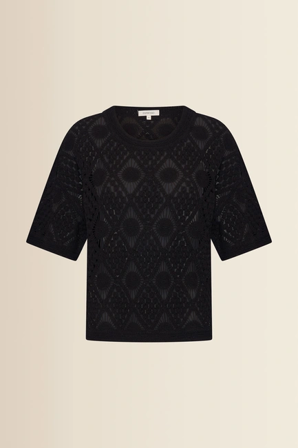 Trui met gehaakt ruitpatroon