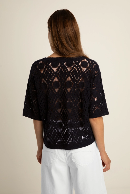 Trui met gehaakt ruitpatroon