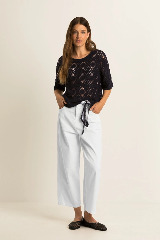 Trui met gehaakt ruitpatroon