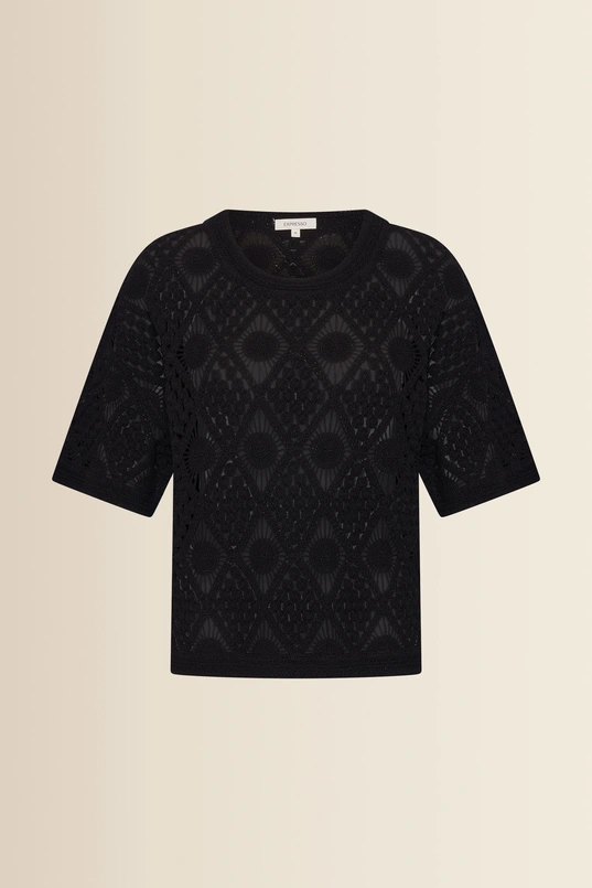 Trui met gehaakt ruitpatroon