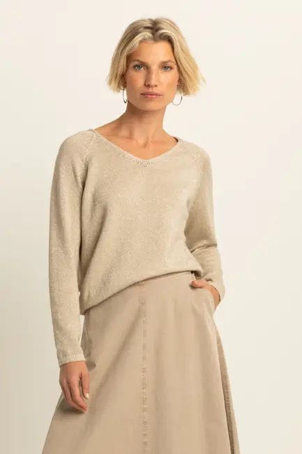 V-hals trui met lurex