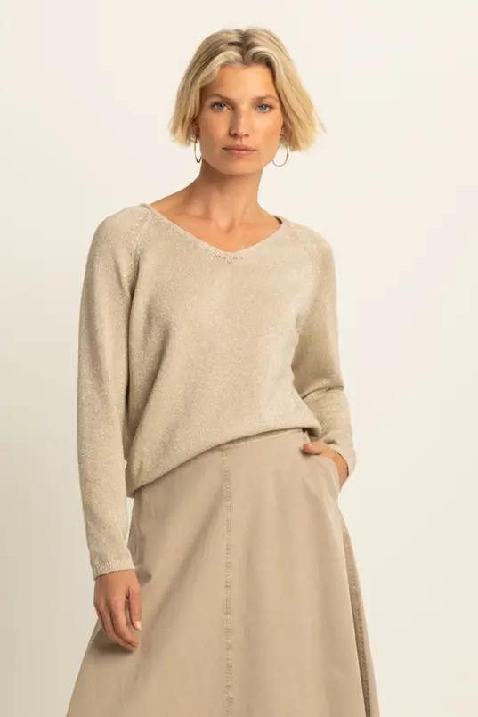 V-hals trui met lurex