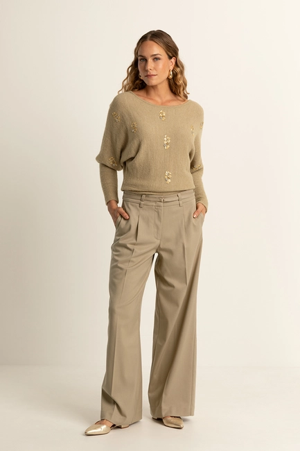 Wide leg broek met plooien