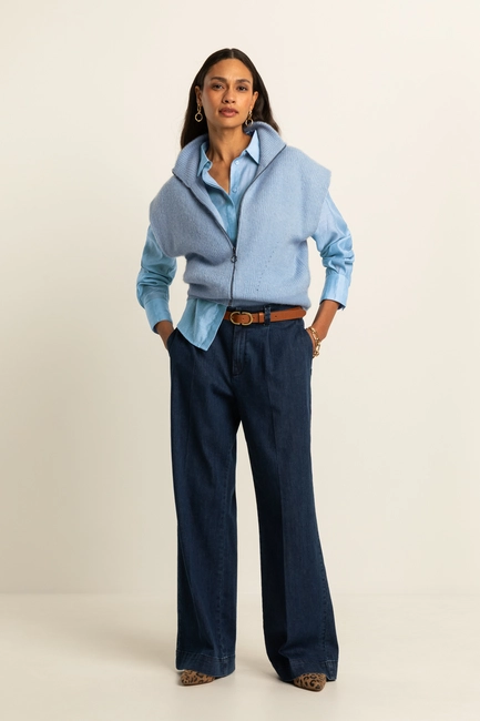 Wide leg jeans met plooien