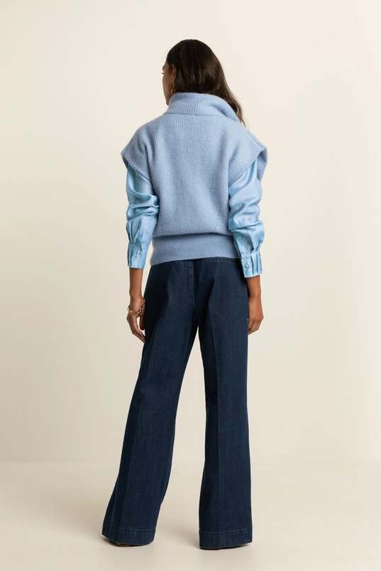 Wide leg jeans met plooien