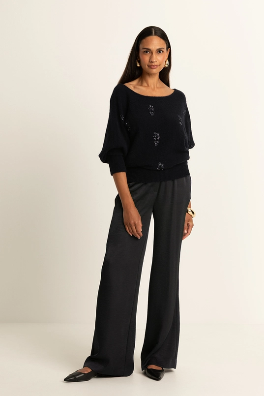 Wijde satijnen broek