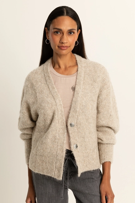 Wol-mix vest met V-hals