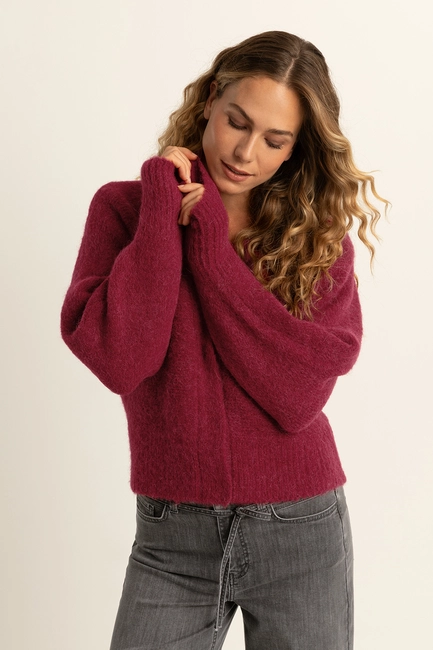 Wol-mix vest met V-hals