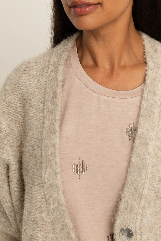 Wol-mix vest met V-hals