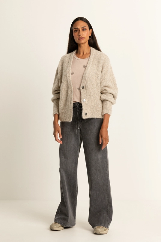 Wol-mix vest met V-hals