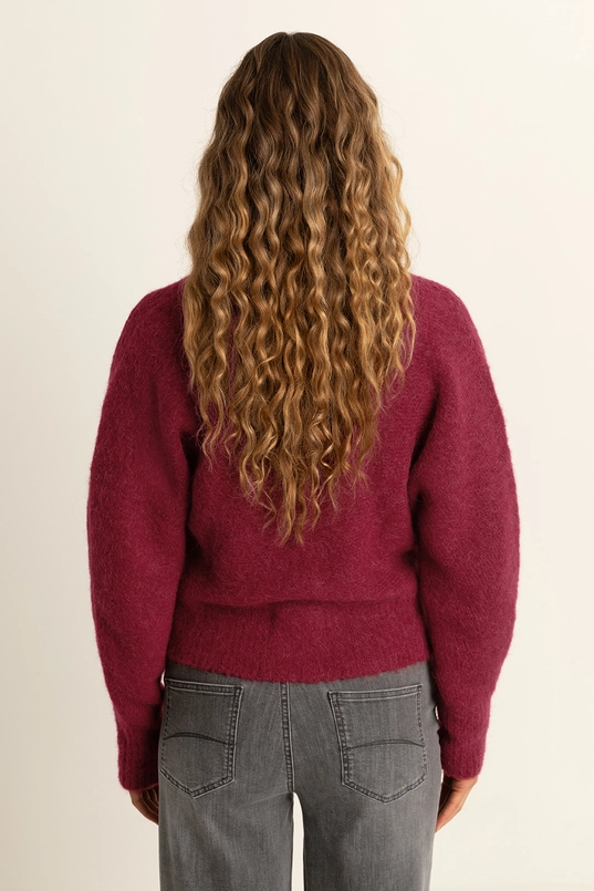 Wol-mix vest met V-hals