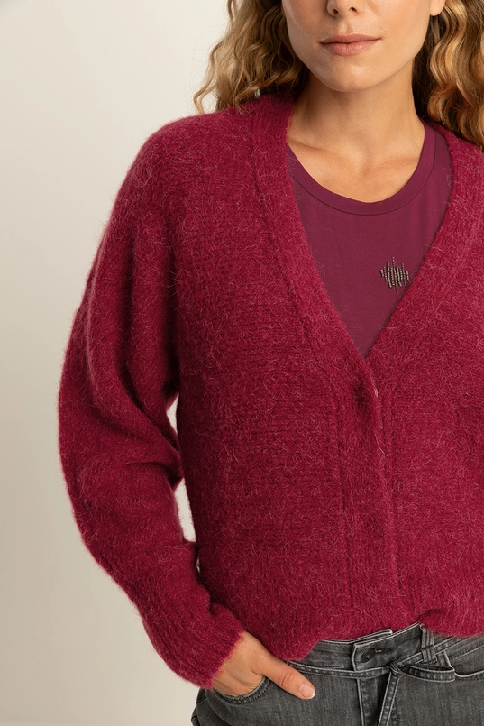 Wol-mix vest met V-hals